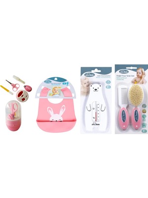 Sevi Bebe Bebek Bakım Seti(Tırnak Makası Seti+Silikon Önlük+Derece+Tarak Fırça)