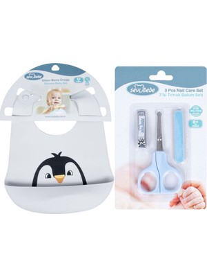 Sevi Bebe Bebek Bakım Seti(Silikon Önlük+Tırnak Makası Seti)