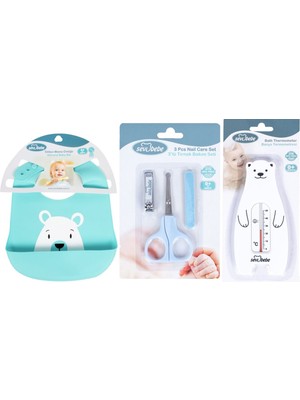 Sevi Bebe Bebek Bakım Seti(Tırnak Makası Seti+Silikon Önlük+Banyo Derecesi)