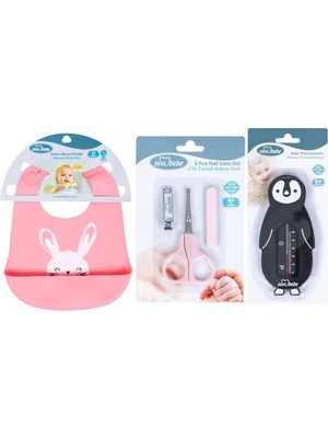 Sevi Bebe Bebek Bakım Seti(Tırnak Makası Seti+Silikon Önlük+Banyo Derecesi)