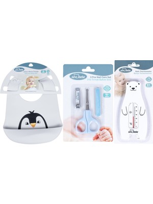 Sevi Bebe Bebek Bakım Seti(Tırnak Makası Seti+Silikon Önlük+Banyo Derecesi)