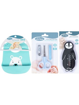 Sevi Bebe Bebek Bakım Seti(Tırnak Makası Seti+Silikon Önlük+Banyo Derecesi)