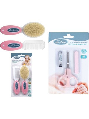 Sevi Bebe Bakım Seti (Doğal Fırça Tarak+Tırnak Makası Seti)