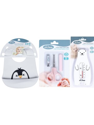 Sevi Bebe Bebek Bakım Seti(Tırnak Makası Seti+Silikon Önlük+Banyo Derecesi)