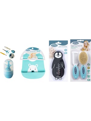 Sevi Bebe Bebek Bakım Seti(Tırnak Makası Seti+Silikon Önlük+Derece+Tarak Fırça)