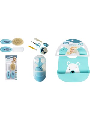 Sevi Bebe Naturel Fırça Tarak +Silikon Önlük+Tırnak Bakım Seti