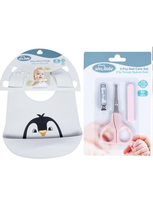 Sevi Bebe Bebek Bakım Seti(Silikon Önlük+Tırnak Makası Seti)