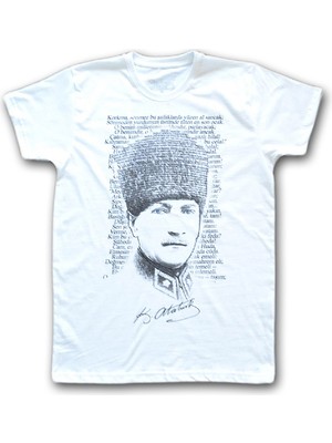 Fly Tshirt Atatürk Erkek Kısa Kollu T-Shirt - Beyaz