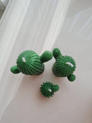 Verda Desing El Yapımı Dekoratif Tasarım Kaktüs Mum Takımı (3 Lü)