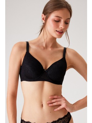 Pierre Cardin 2'li Ekonomik Paket Bordo-Siyah 6224 Barcelona Balenli Desteksiz Dantelli Toparlayıcı Sütyen Set (C Cup Seçeneğiyle)