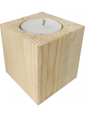 Hayaller Dükkanı 20 Adet Ağaç Kütük Tealight Mumluk Küp Naturel Pk:1