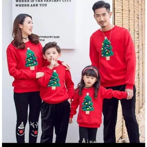 Çam Ağacı Baskılı Yılbaşı Aile Kombin Sweat