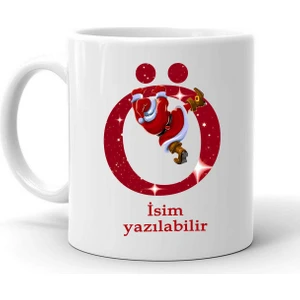 Yeni Yıl Noel Baba Temalı " Ö " Harf ve Isim Yazılabilir Kişiye Özel Kupa Bardak