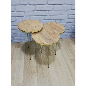 Bambeds Mobilya Zigon Sehpa Gold 3lü
