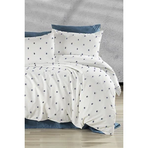 Evlen Home Collection %100 Pamuk Paint Çift Kişilik Nevresim Takımı Seti (6 Parça) Krem Lacivert
