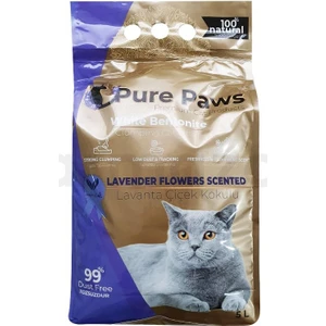 Pure Paws Ince Taneli Lavanta Kokulu Bentonit Kedi Kumu 5 Lt