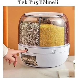 Kuru Gıda ve Bakliyat Organizeri 360 Derece Dönebilen 6 Bölmeli Hava Geçirmez Saklama Kutusu