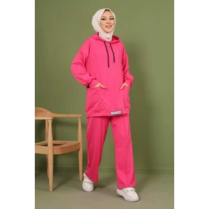 Fuşya Önü Etiketli İki İplik Tesettür Takım