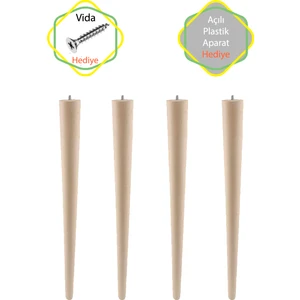 4 Adet Lüks 70 cm Ahşap Ham Masa Ayağı Çap: 4,2 cm Hobi Dıy (Vida ve Aparatlarıyla Birlikte)