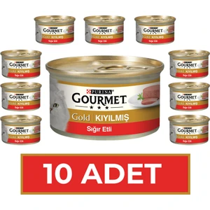 Gourmet Gold Kıyılmış Sığır Etli Yaş Kedi Maması 85 gr -10 Adet