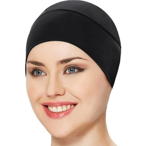 Düz   Siyah Tesettür Mayo Bonesi