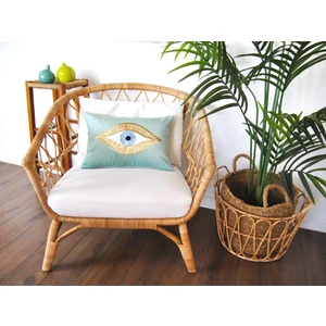 Ge Living Dekoratif Pullu Göz Desenli Su Yeşili Kadife Kırlent Kılıfı ( 35 cm x 50 cm )