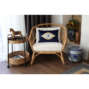 Ge Living Dekoratif Pullu Göz Desenli Lacivert Kadife Kırlent Kılıfı ( 35 cm x 50 cm )