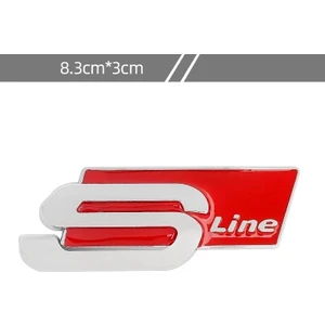 EK Tuning Audı S Line Metal Logo (Gümüş Kırmızı)