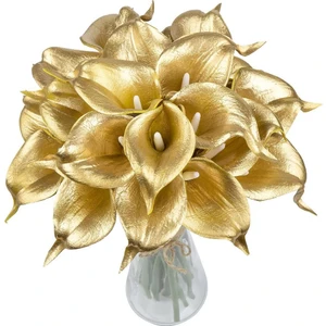 Yapay Çiçek Altın Renk Gala Eva Malzeme Cala Flower 8li Demet