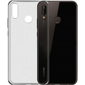 Huawei P20 Kılıf Soft Silikon Şeffaf-Siyah Arka Kapak