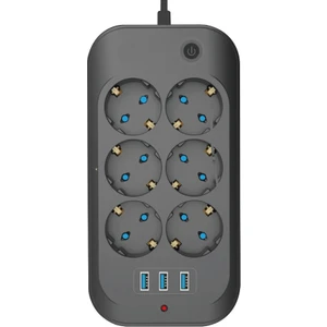 Airstor Ftr-11 6'li Termal Akım Korumalı Priz 3-Usb Giriş
