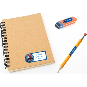 Kutu Ambalaj Okul Etiketi Defter, Kalem Sticker Spider Man 56 Adet