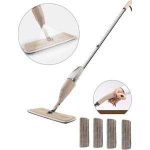 Büyük Hazneli Mikrofiber Sprey Mop Toplam 4 Adet Silici Micro Paspas ile Islak Kuru Sihirli Temizlik