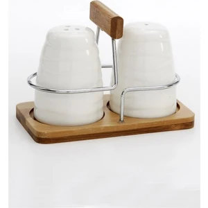 Fame Kitchen Bambu Standlı Porselen Tuzluk Seti