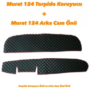 Ucuz Oto Kılıfı Vip Deri Kapitone Desen Murat 124 Torpido Koruyucu ve Murat 124 Arka Cam Önü Örtü Set