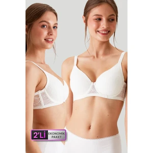 Pierre Cardin 2'li Ekonomik Paket Ekru 6224 Barcelona Balenli Desteksiz Dantelli Toparlayıcı Sütyen Set (C Cup Seçeneğiyle)