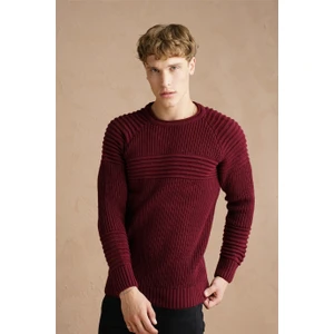 Cool Tarz Erkek Bordo Nevrüllü Bisiklet Yaka Triko KAZAK-TRZCM28888R07S