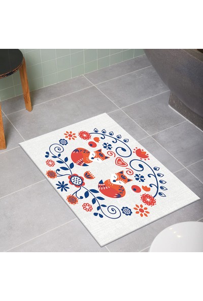 Gardenya Home Galo Tilki Desenli Etnik Detaylı Modern Dekoratif 2'Li Banyo Takımı - 50x60 Cm Ve 60x100 Cm