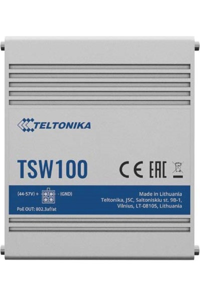 Teltonika Endüstriyel (Industrial) Yönetilemeyen (Unmanaged) Poe+ Switch5 x 10/100/1000 Ethernet Port: 4 x Poe 1 x Uplink