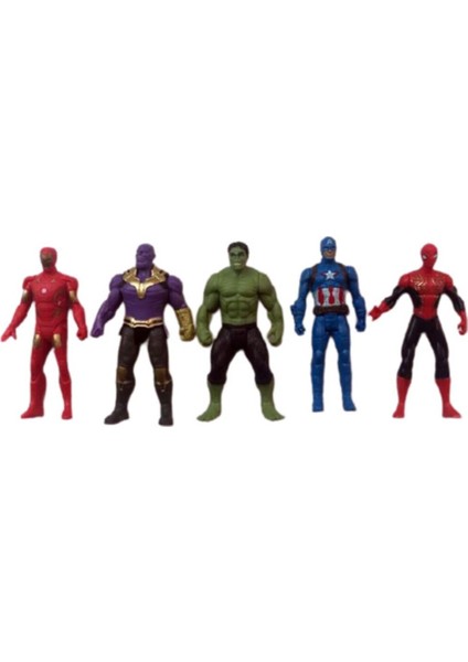 5'li Avengers Yenilmezler Süper Kahraman Aksesuarlı Işıklı Figürler