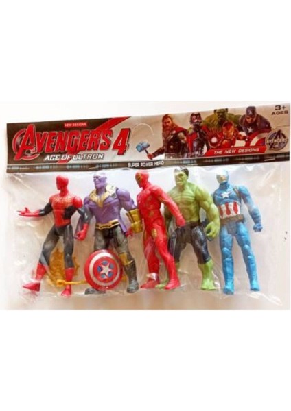 Avengers 5'li Karakterler Spiderman, Thanos, Ironman, Hulk, Kaptan America Işıksız 12CM fiyatları