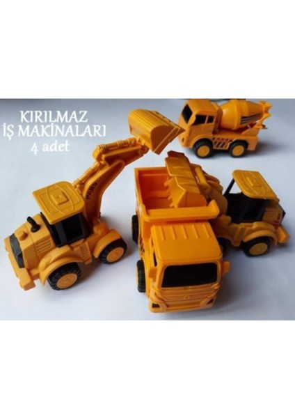 Dozer Kepçe Excavator Kamyon Mikser 4 Adet Kırılmaz Oyuncaklar