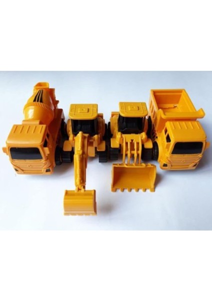 Dozer Kepçe Excavator Kamyon Mikser 4 Adet Kırılmaz Oyuncaklar