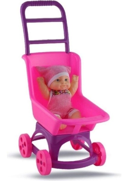 Kız Çocuk Pembe Pusette Oyuncak Et Bebek