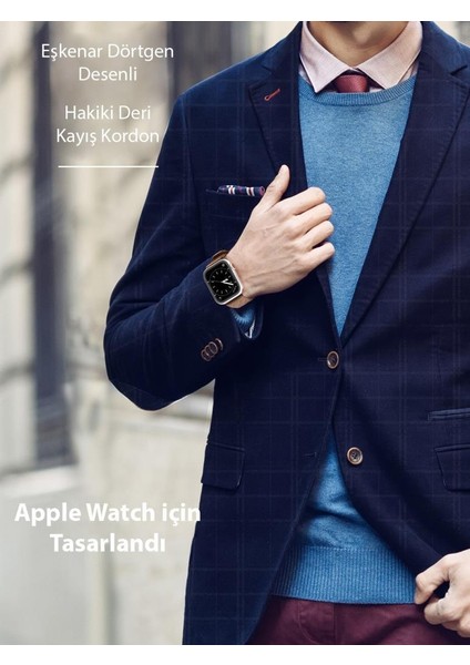 Polham Businessloop Gerçek Deri Apple Watch 38-40-41MM Için Kordon Kayış, Tüm Ciltlere Uyumlu Kayış