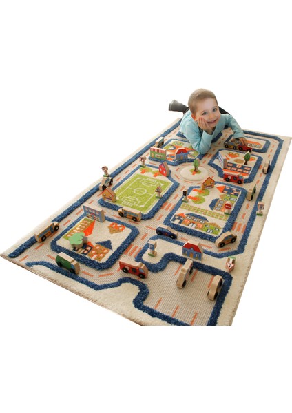 Trafik Yeşil Çocuk Odası Oyun Halısı fiyatları