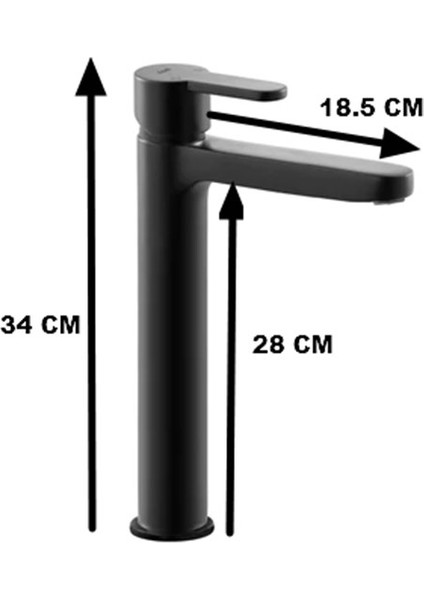 Lento Tall Çanak Siyah Lavabo Bataryası