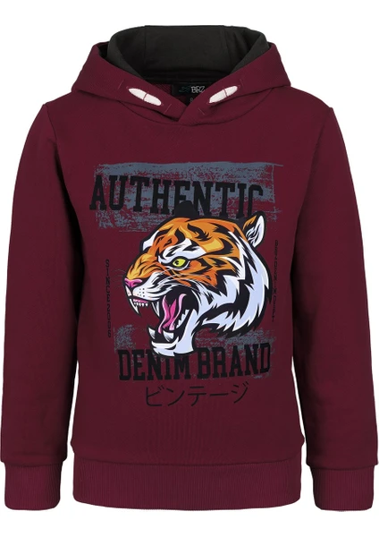 BRZ Collection Kaplan Baskılı Erkek Çocuk Kapüşonlu Sweatshirt