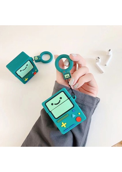 Airpods 3.nesil Ile Uyumlu 3D Tetris Karakterli Kopçalı Mavi Silikon Kulaklık Kılıfı