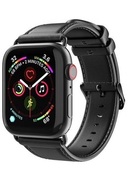 Polham Hermes Loop Deri Apple Watch 42-44-45MM Kordon Kayış, Ultra Hafif, Çelik Tokalı Kayış